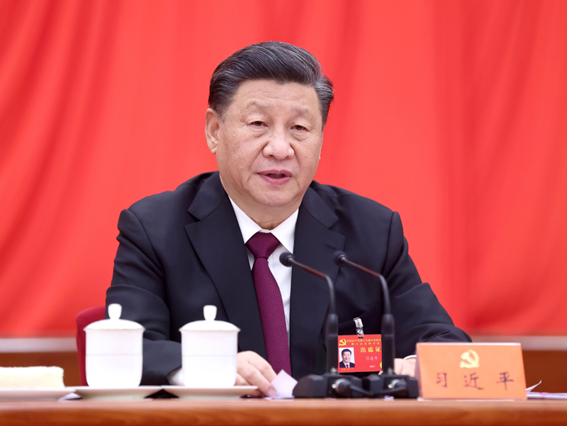 中国共产党第十九届中央委员会第六次全体会议,于2021年11月8日至11日在北京举行。中央委员会总书记习近平作重要讲话。新华社记者 鞠鹏 摄